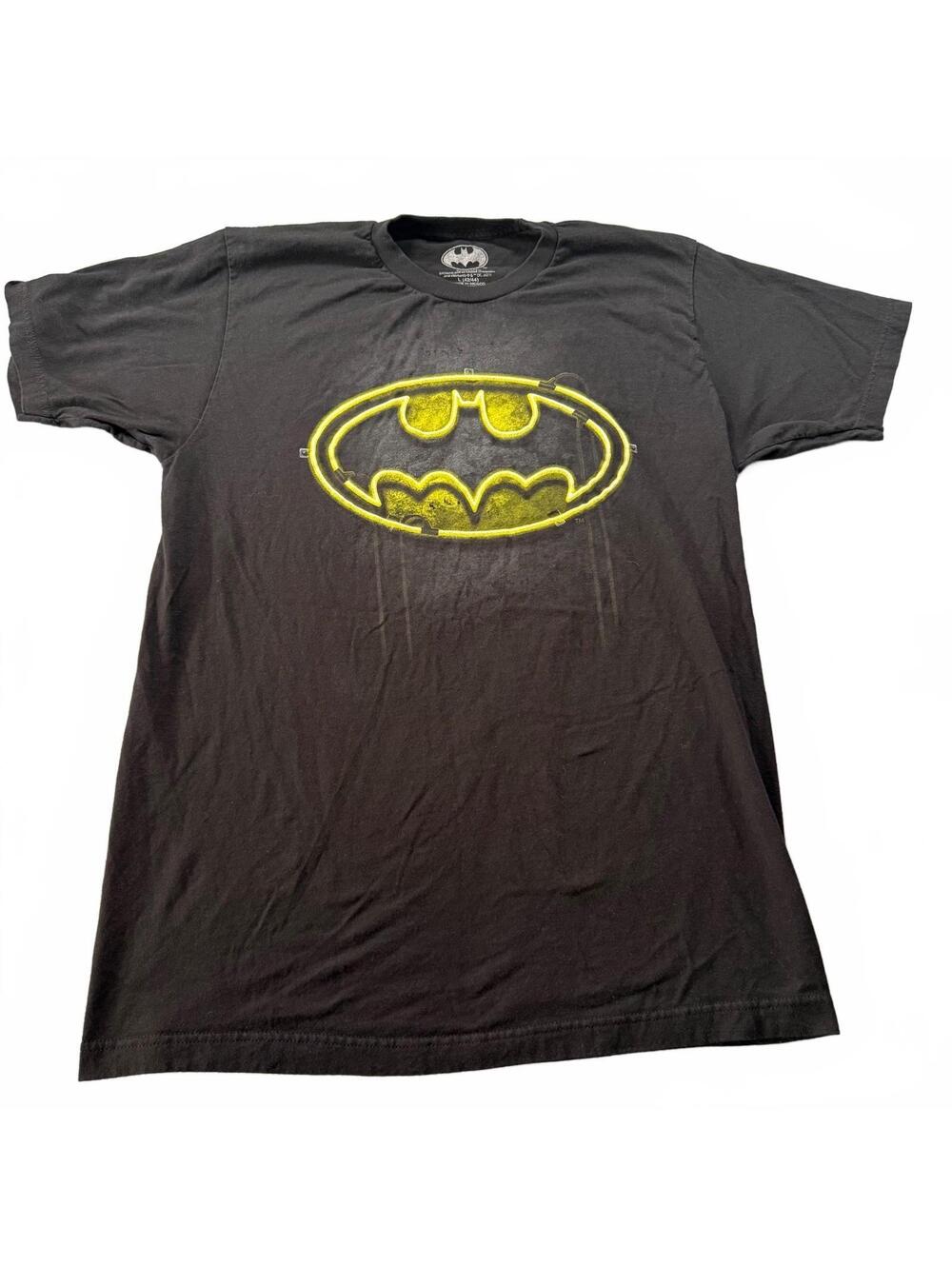 DC Comics Batman Yellow Neon Sign Graphic T-Shirt - Black